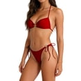 thumbnail image 5 of LEKWK Bikini Sets for Women Halter Ring Linked Tie Side Triangle Bathing Suit Thong Cheeky String Cutout Swimsuit Summer Beach Vacation Pool Party Resort Wear, 5 of 7