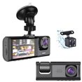 thumbnail image 1 of 3 Channel Dash Cam Front and Rear Inside, 1080P FHD Three Channels Dash Camera for Cars with Super IR Night Vision, WDR, G-Sensor, Loop Recording, Parking Monitor, 1 of 6