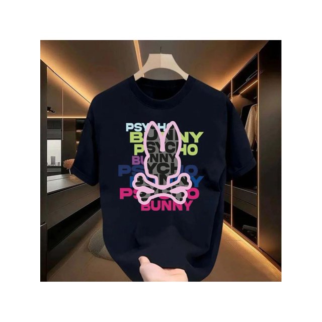 Bone rabbit T-shirt, hip-hop, handsome and fun, unisex, round neck street style summer and spring, casual, clothing, simple and , fashionable and loose, youthful and energetic, daily wear tops