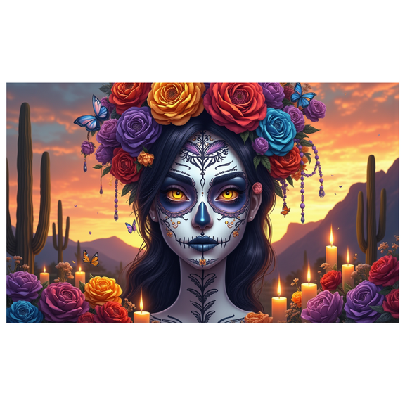 Floral Design Day of the Dead Colorful Skull Festive Decoration for Celebration Cultural Event Traditional Ceremony