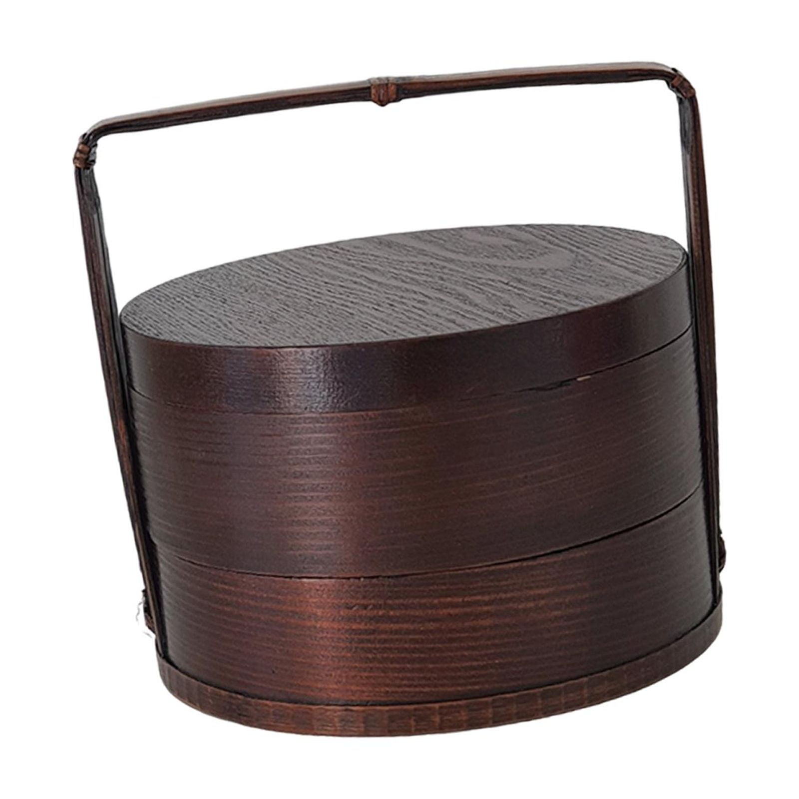 Fancyes Portable Bento Box Wooden Bento Box Practical Sushi Box Wood Gift Food Box Sturdy 2 Layer with Handle for Home Outdoor Picnic 15x15x20 cm