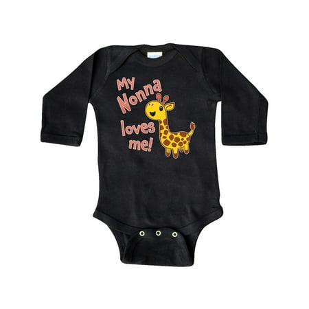 

Inktastic My Nonna Loves me- cute giraffe Gift Baby Boy or Baby Girl Long Sleeve Bodysuit