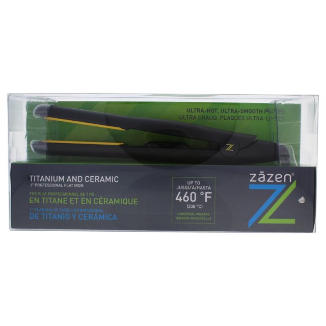 Titanium And Ceramic Professional Flat Iron - Model # Z-GLIDEC - Black by Zazen for Unisex - 1 Inch