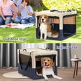 thumbnail image 2 of Pawverly 36" Soft-Sided Foldable Dog Crate, Portable Travel Dog Kennel with 3 Doors, Lightweight & Durable Pet Carrier, Gray, 2 of 7