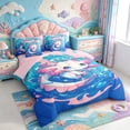 thumbnail image 2 of Manfei 3D Print Axolotl 7-Piece Twin Bedding,Animals Pattern Bedding Comforter Set,Pink Reversible, 2 of 7