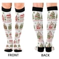 thumbnail image 4 of FORMRS Womens Knee High Socks Casual Long Thick Travel Daily Wear, 2 Pairs, Red Christmas House, 4 of 6