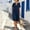 Navy, variant on 100% Cotton Summer Dresses for Women 2026 Wedding Guest Solid Short Sleeve Midi Casual With Pockets V-Neck Going Out Flowy Sundress Black