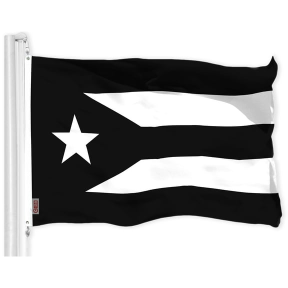 G128 Puerto Rico Black & White Flag, 3x5 ft, LiteWeave Printed 150D Polyester, Brass Grommets