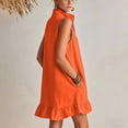 thumbnail image 6 of Women's Sleeveless Half Zip Casual Loose Mini Dress with Stand Collar and Ruffle Hem, 6 of 8
