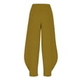 thumbnail image 6 of Sentmoon Wide Leg Jeans for Women Solid Color High Waist Summer Pants Women Relaxed Fit Linen Stylish Plus Size Pants for Women Beach Vacation Essentials for Lounge and Sleep Yellow XXL, 6 of 10
