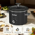 thumbnail image 5 of 2QT Small Slow Cooker with Removable Ceramic Pot, 3 Heating Settings, Dishwasher-Safe Glass Lid, Black, 5 of 9