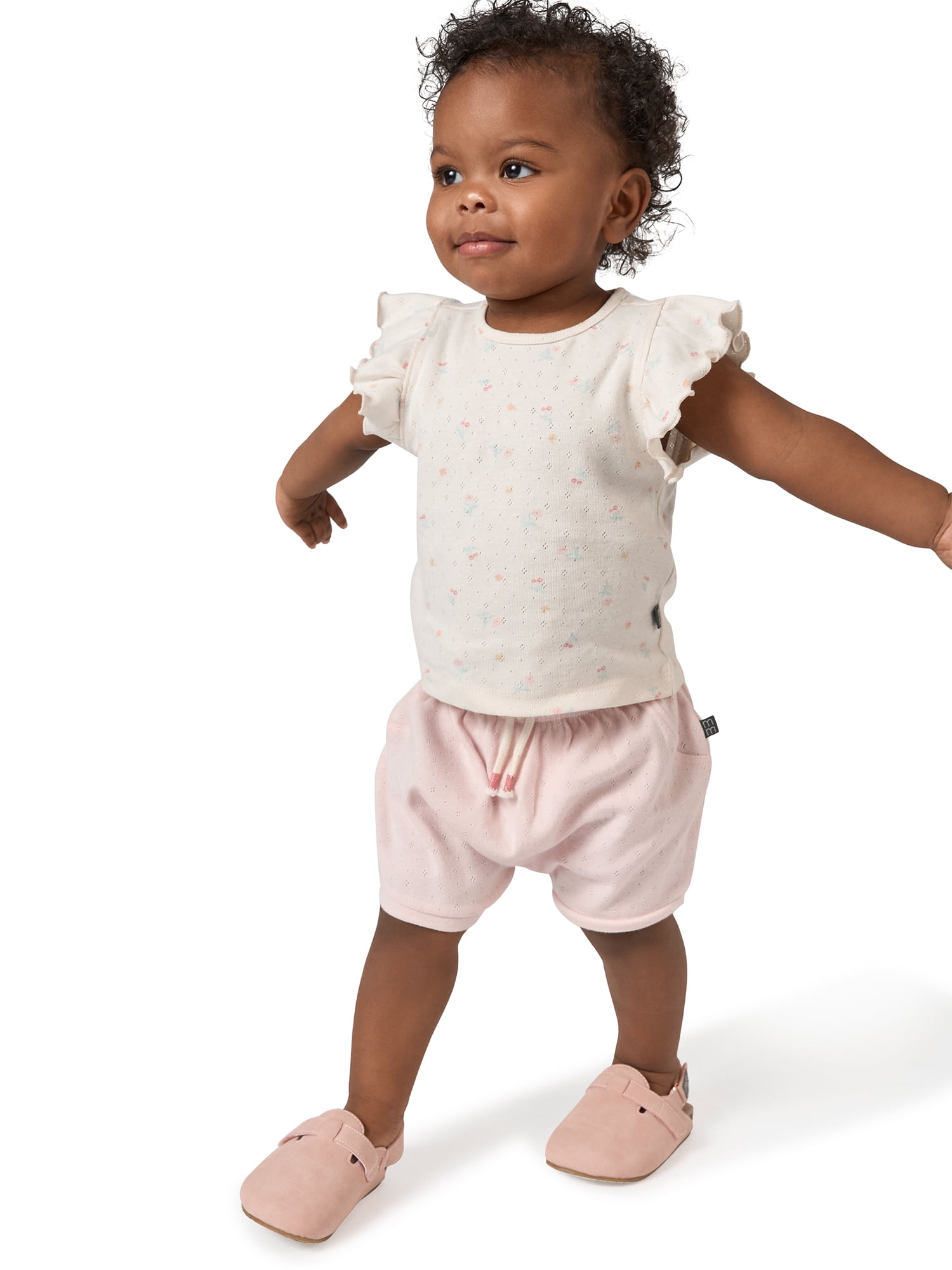 Modern Moments by Gerber Baby Girl Organic Flutter Sleeve Top, Sizes 0/3 Months - 24 Months