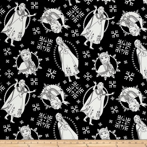 Disney Frozen Anna Black Fabric By The Yard