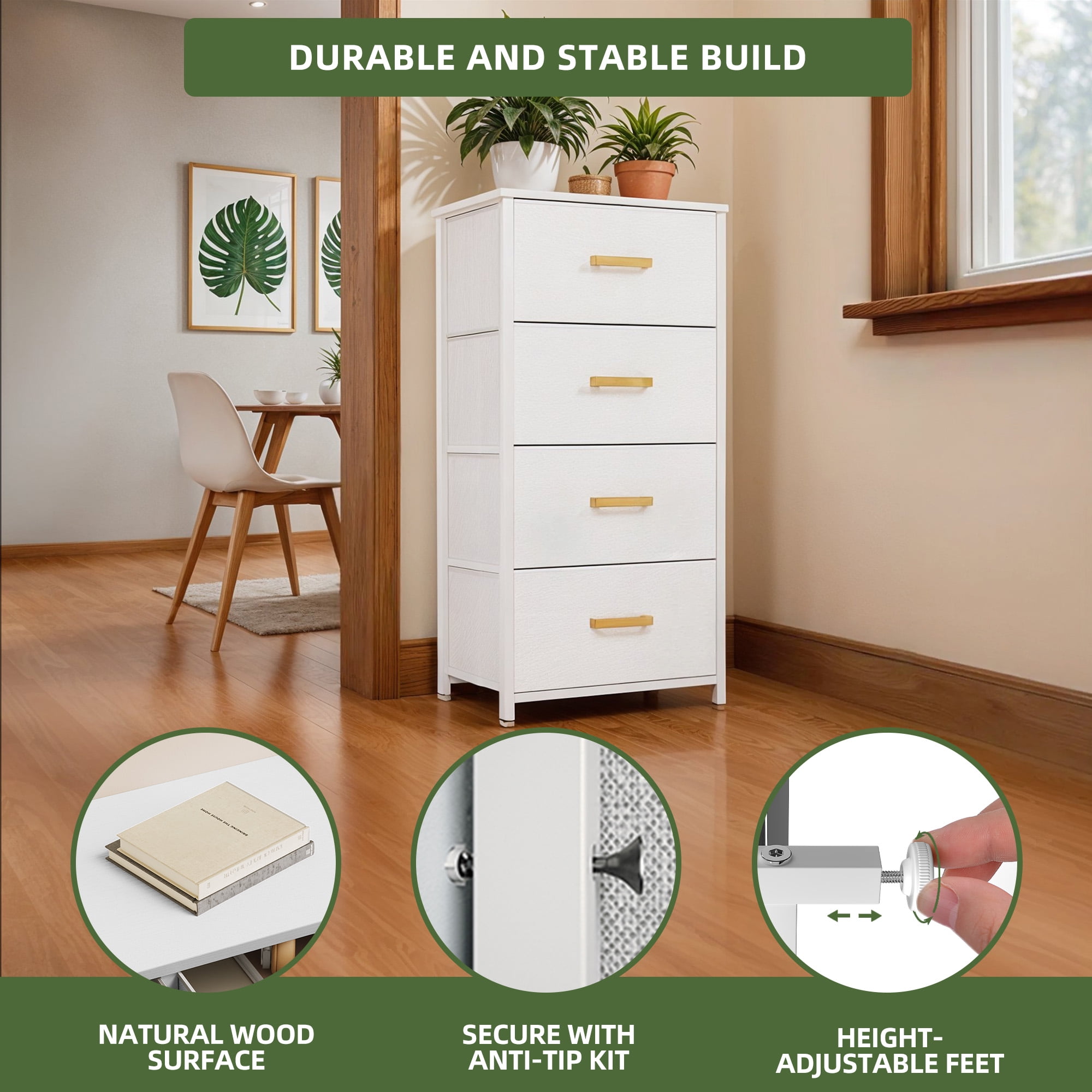 Uforic 4 Drawers Fabric Storage Dresser for , Living Room, Hallway, Closets for Adult