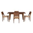 thumbnail image 1 of Linon Patty 5 Piece Dining Set with Woven Seats in Warm Brown Stained Rubberwood, 1 of 14