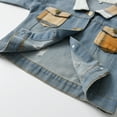 thumbnail image 4 of CUZIBR Toddler Boys Girls Windproof Plaid Patchwork Denim Coats Jacket Kids Warm Outerwear Jacket Birthday Dailywear For Child, 4 of 4