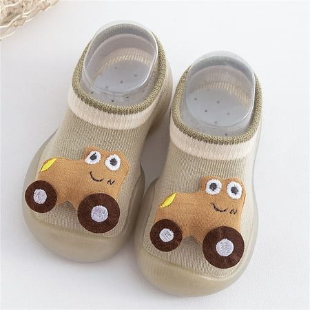

LYCAQL Toddler Shoes Toddler Kids Baby Boys Girls Shoes Cute Cartoon First Walkers Socks Shoes Antislip Shoes Prewalker 5 Baby (Khaki 18 )