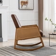thumbnail image 3 of PU Leather Rocking Chair, Modern Upholstered Glider Rocker Chair with Armrest and Backrest, Comfy Living Room Chair with 300LBS Weight Capacity for Reading Room, Bedroom, Brown, 3 of 7