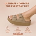 thumbnail image 6 of Cushionaire Plane Comfortable Platform Womens Sandals with Double Buckle Straps and Genuine Suede Cushioned Footbed, Wide Widths Available, 6 of 11
