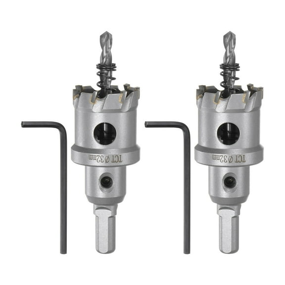 Uxcell 2Pcs Metal Hole Saw Carbide Cutter 32mm / 1-1/4" Dia for Metal, Stainless Steel