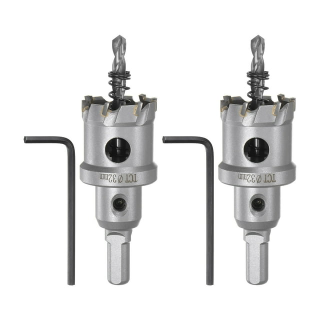 Uxcell 2Pcs Sierra de Agujero de Metal Cortador de Carburo 32mm / 1-1/4" Dia para Metal, Acero Inoxidable