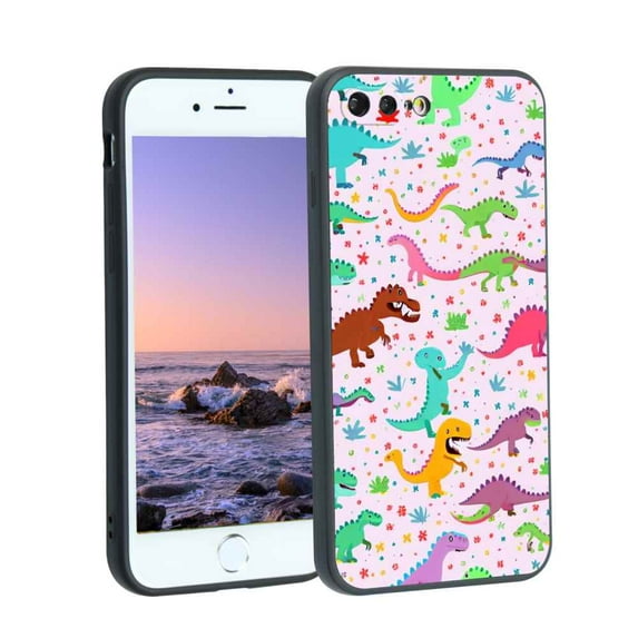 Compatible with iPhone 8 Plus Phone Case, Cute-Dinosaur-T-Rex-Dino3 Case Men Women, Flexible Silicone Shockproof Case for iPhone 8 Plus