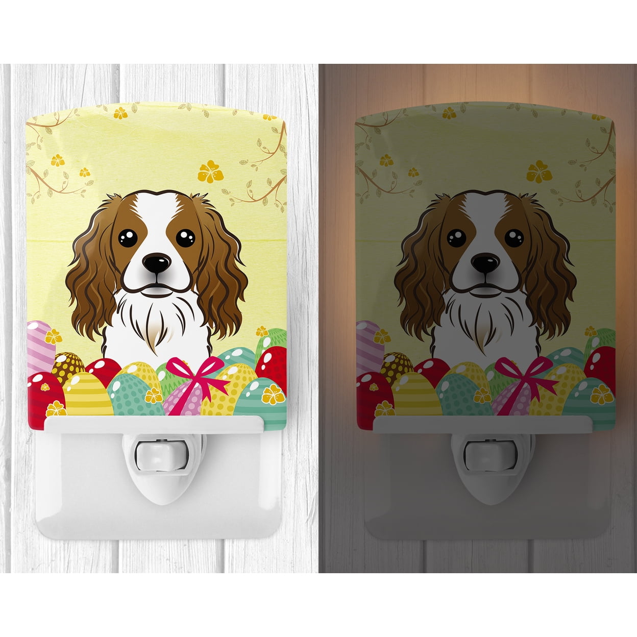 Caroline's Treasures BB1906CNL Cavalier Spaniel Easter Egg Hunt Ceramic Night Light, 6x4x3", multicolor