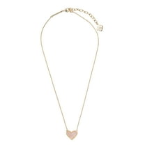 Kendra Scott Ari Heart Gold Pendant Necklace in Rose Quartz