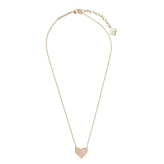 Kendra Scott Ari Heart Gold Pendant Necklace in Rose Quartz