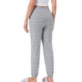 thumbnail image 3 of INSPIRE CHIC Women's Cotton Pajamas Pants Drawstring Elastic Waist Striped Lounge Yoga Bottoms with Pockets XS Grey Stripe, 3 of 5