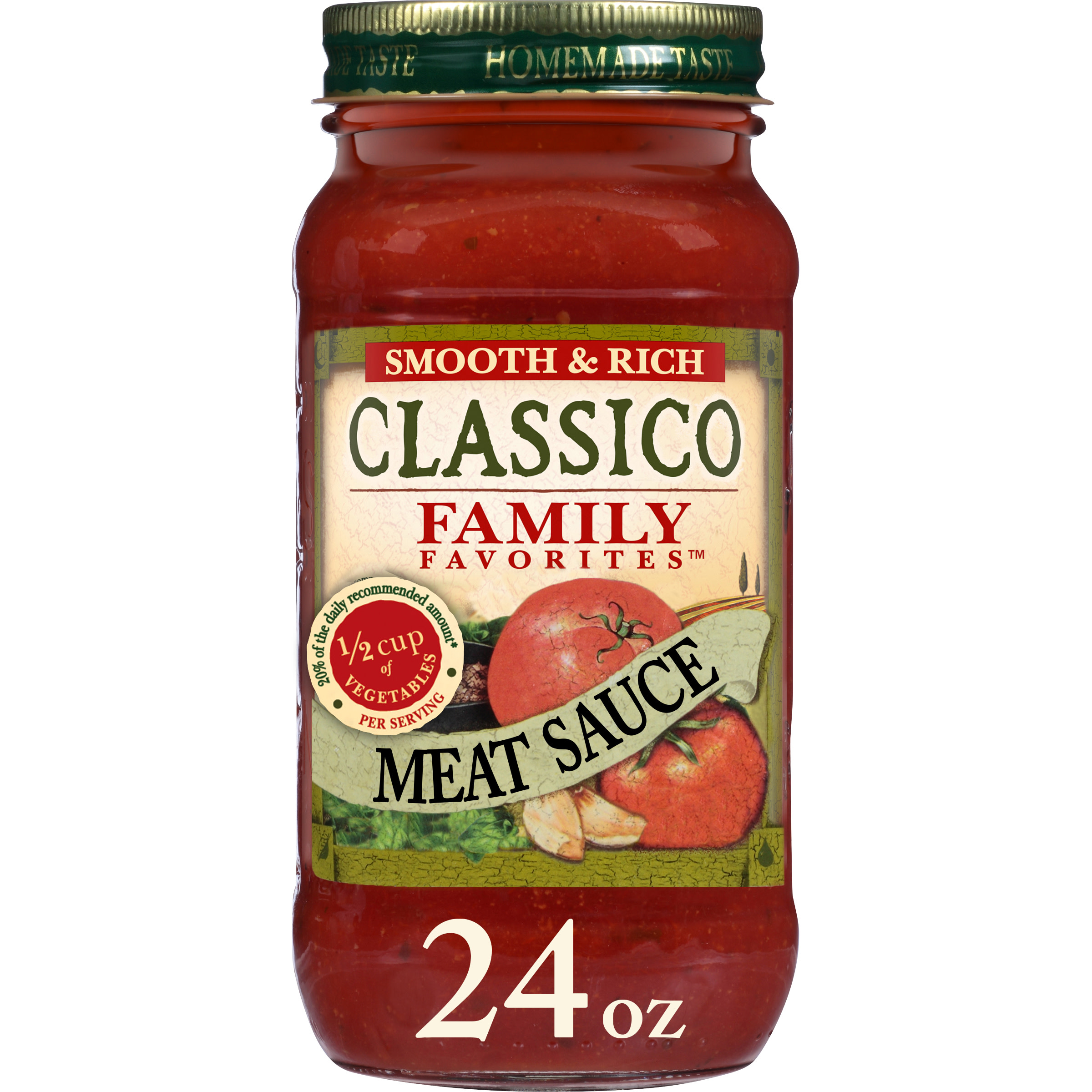 Classico Family Favorites Meat Smooth & Rich Pasta Sauce, 24 oz Jar