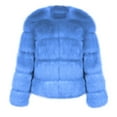 thumbnail image 6 of Fake Fur Coat, Yigetop Womens Winter Outerwear Faux Fur Long Sleeve Crop Jacket Shaggy Coat Open Front Cardigans Fur Coats for Women Sky Blue M, 6 of 6