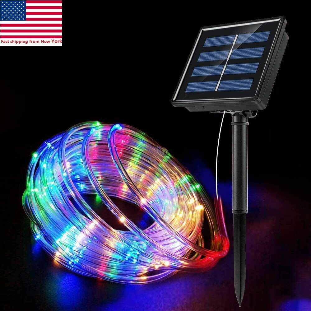39FT Solar Rope Waterproof Tube Lights LED String Strip Outdoor Garden Pathway 