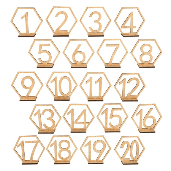 FUEENIRVA Centerpiece Table Numbers 20Pcs Beige Wood Hexagon for Wedding Reception