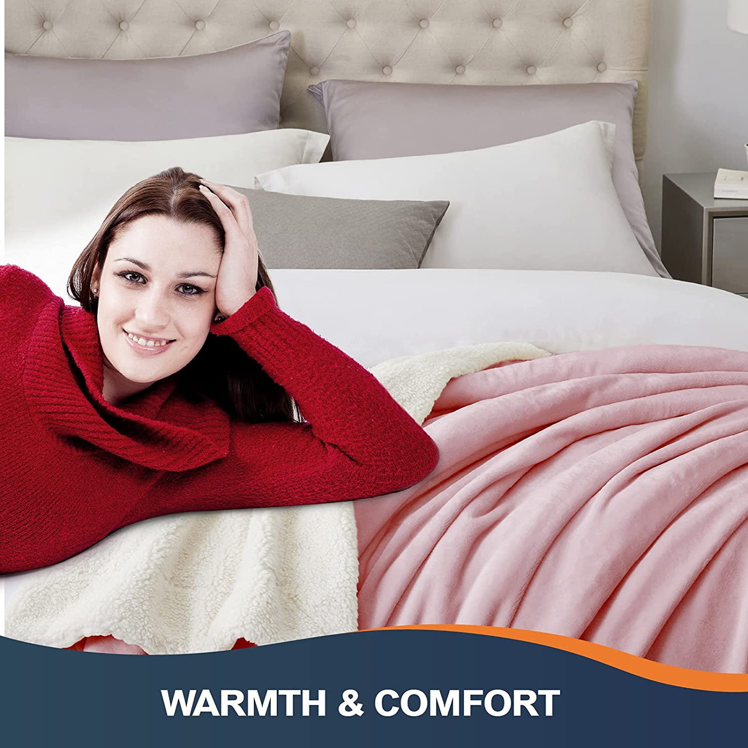 Sherpa Fleece Blanket Queen Size 90 u201dx90 u201d Blush Plush Throw Fuzzy Super Soft Reversible Microfiber Flannel Blankets for Couch Bed Sofa Ultra Luxurious Warm and Cozy for All Walmart