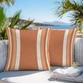 thumbnail image 3 of Throw Pillow Covers 16x16 Inch Set of 2, Vintage Burnt Orange Striped Waterproof Outdoor Pillow Covers, Farmhouse Modern Stripes Boho Decorative Cushion Pillowcases for Patio Garden Couch Bed, 3 of 9