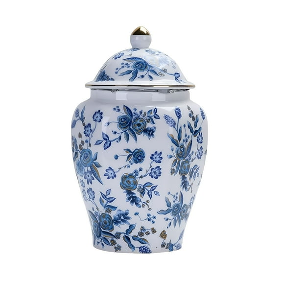 ACDANC Porcelain Plum Blossom Ginger Jar with Lid,Decorative Ceramic Bud,Centerpiece Arrangement,Your Treasures