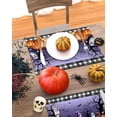 thumbnail image 6 of Halloween Placemats Set of 4 Grimace Pumpkin Place Mats Fall Placemat Trees Bat Candy Witch Hat Ghost Purple Table Mats for Dining Kitchen Table Holiday Dinner Party Home Decorations 13x19 Inch, 6 of 8