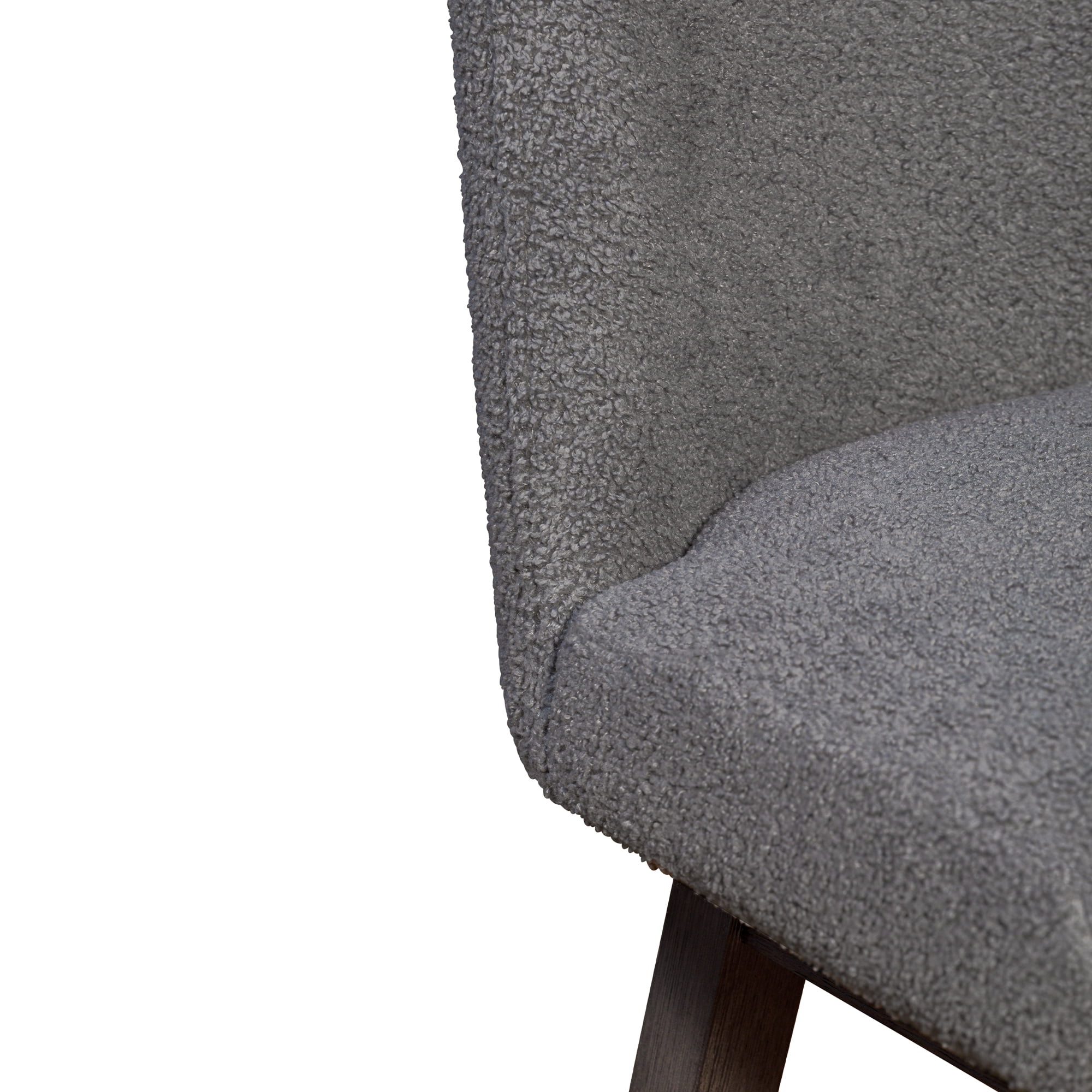 Amelia Swivel Counter Stool in Gray Oak Wood Finish with Gray Boucle Fabric - Set of 3