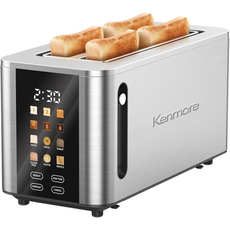 4-Slice Long Slot Toaster | Color Touch Screen & 6 Shade Settings | Extra Wide Slots | Digital Timer | Customizable Smart Presets | Reheat, Defrost, Add Time Functions | Stainless Steel