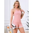 thumbnail image 2 of DARING DIVA Cami Pajamas Lace Trim V Neck 2 Pieces Sleepwear S Pink, 2 of 6