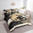thumbnail image 3 of jejeloiu Football Sport Helmet 7pcs Bedding Comforter Set,Gold White Black Queen Bedding Sets For Boys Teens Reversible, 3 of 8