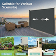 thumbnail image 3 of LIFERUN 236"x 71" Retractable Side Awning, Patio Side Screen, UV-resistant & Waterproof Patio Privacy Screen, for Garden, Balcony and Courtyard (Gray), 3 of 10