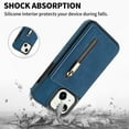 thumbnail image 3 of Feishell Back Flip Case for Apple iPhone 15,Premium PU Leather Wallet Cover with ID Credit Card Holder & Zipper Pocket Magnetic Metal Button Kickstand Shockproof Phone Case,Blue, 3 of 7