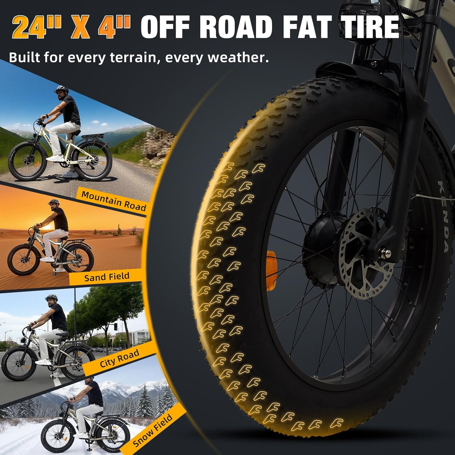 Electric Dirt Bike, 5000W Peak 52V 25AH Dual Motor Ebike for Adult, 38MPH E - Bicycle with 24" Fat Tire All Terrain, Full Suspension & Hydraulic Disc Brake, 7-Speed Long Range