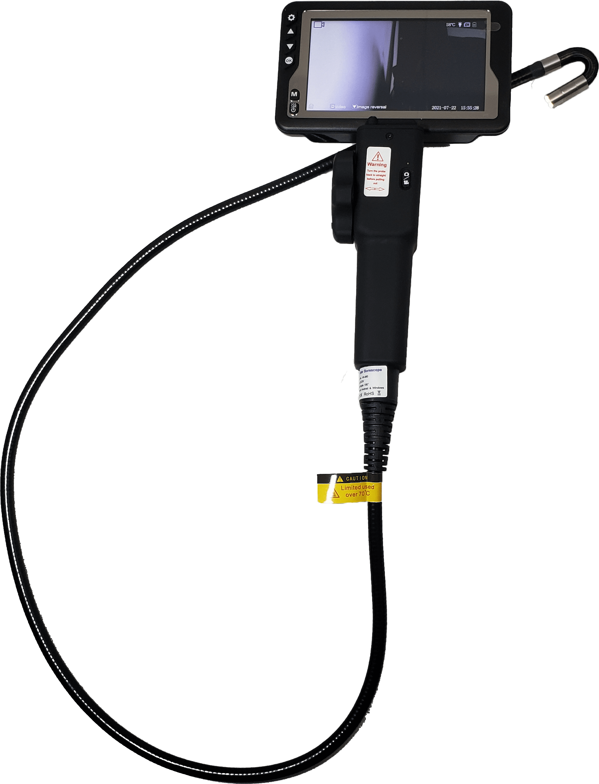 Vividia VA-850 LCD/WiFi Two-Way Articulating Borescope Videoscope Inspection Camera with 0.335"/8.5mm Diameter 3.3ft Long Probe 1920x1080 Resolution and IPS 4.5" LCD Monitor and Wireless for iOS & And