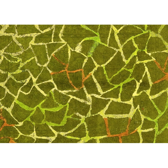 Ahgly Company Machine Washable Indoor Rectangle Abstract Yellow Modern Area Rugs, 2' x 3'