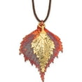 thumbnail image 1 of Fashion Iridescent Copper/24K Gold Dipped Double Birch Leaf Necklace Made In Thailand bf1943-20, 1 of 5