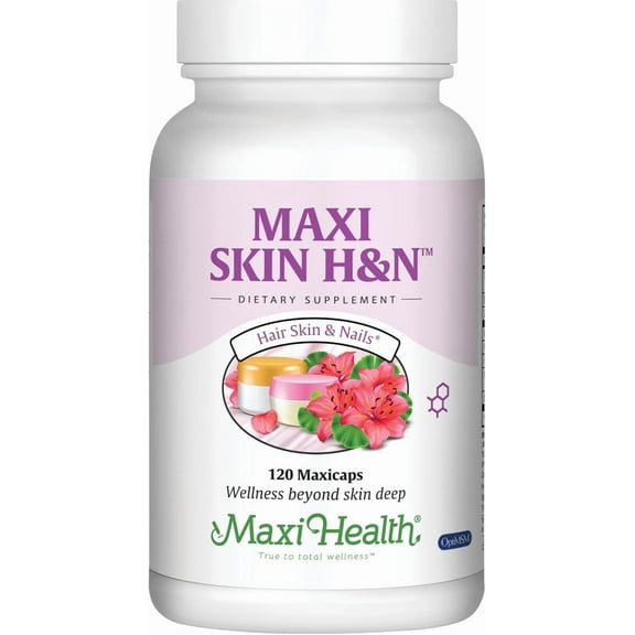 Maxi Health Skin, Hair & Nail Support, 120 Capsules – Biotin, Hyaluronic Acid & MSM – Adult Beauty Supplement