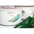 thumbnail image 6 of Microwavable Ceramic Noodle Bowl with Handle and Seal Fine Porcelain Green Leaf Design, 6 of 11